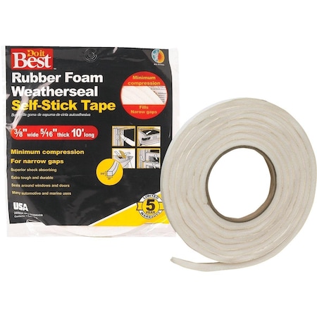 All-Source 3/8in. W x 5/16in. T x 10' L White Foam Weatherstrip Tape R538WHDB